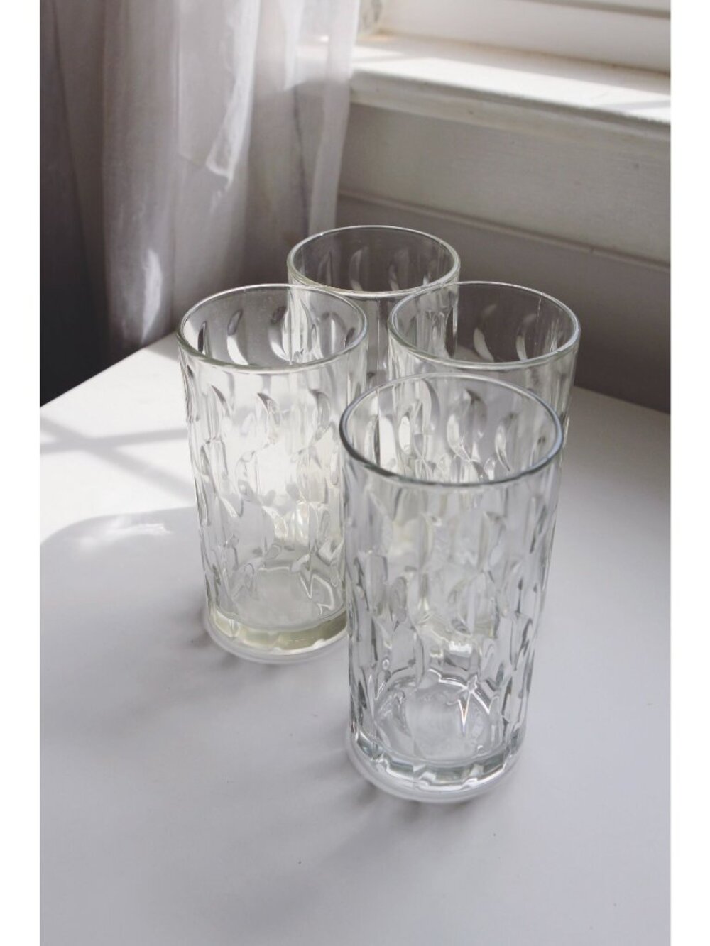 Vintage Clear Glasses Textured Wave, Crescent Moon or Half Moon Pattern, Set of - Picture 5 of 5